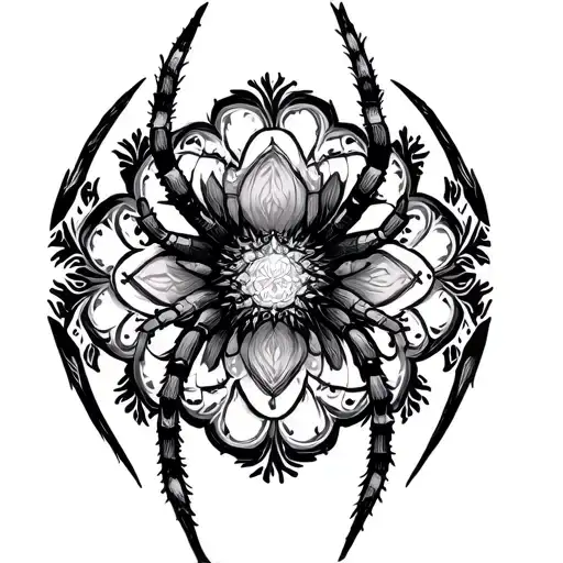 Gothic Mandala Along With Spider
