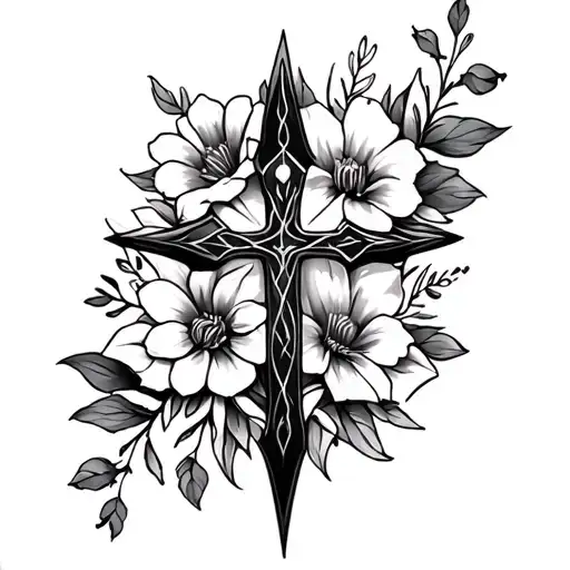 Cross And Flowers
