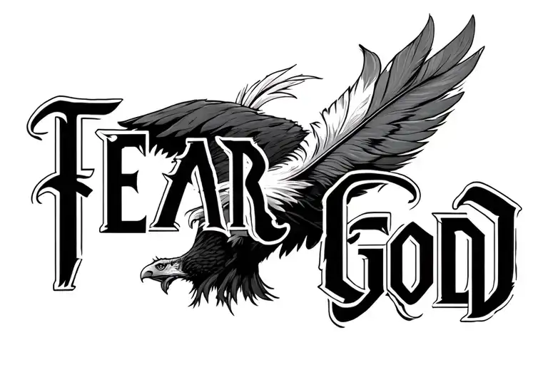 Fear God Text With Eagle Feather