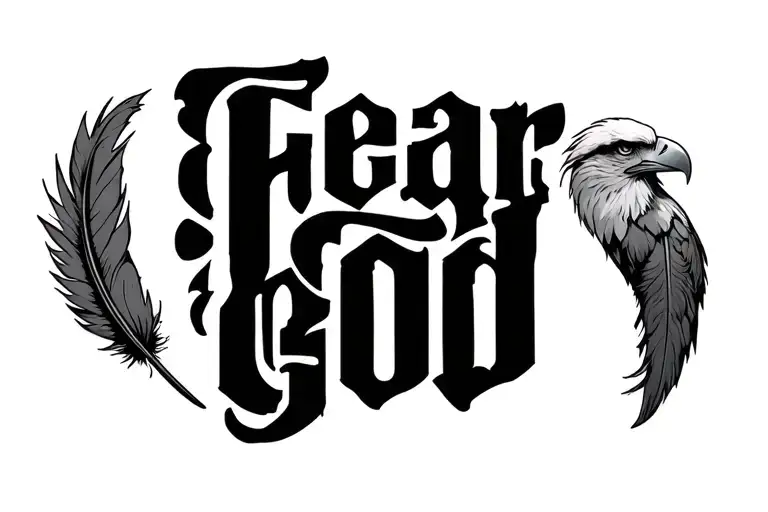 Fear God Text With One Eagle Feather