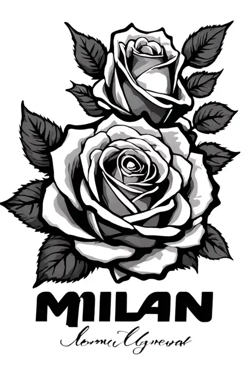 Name Milan With Rose