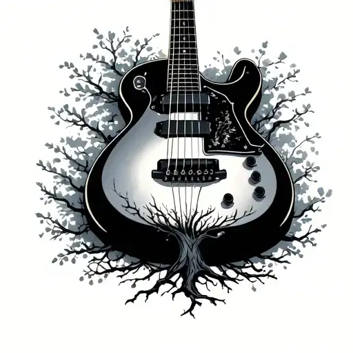 A Guitar With A Tree As The Neck