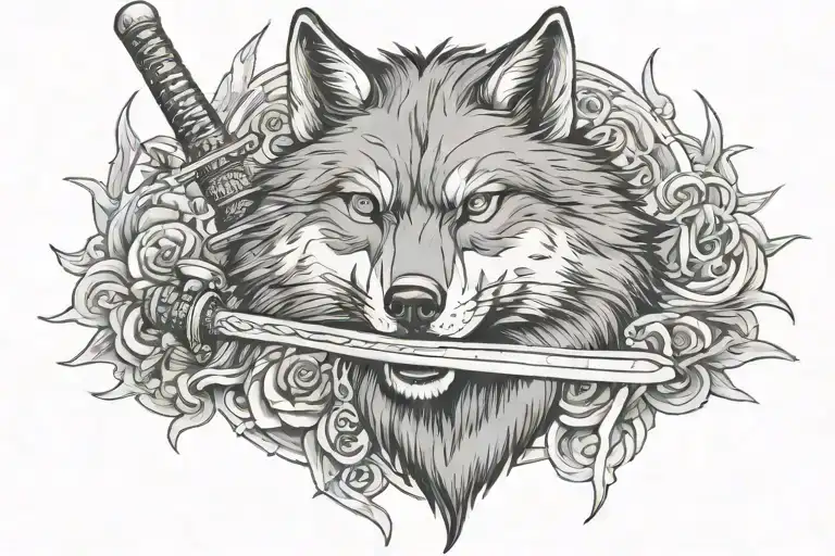 Wolf And Katana Sword