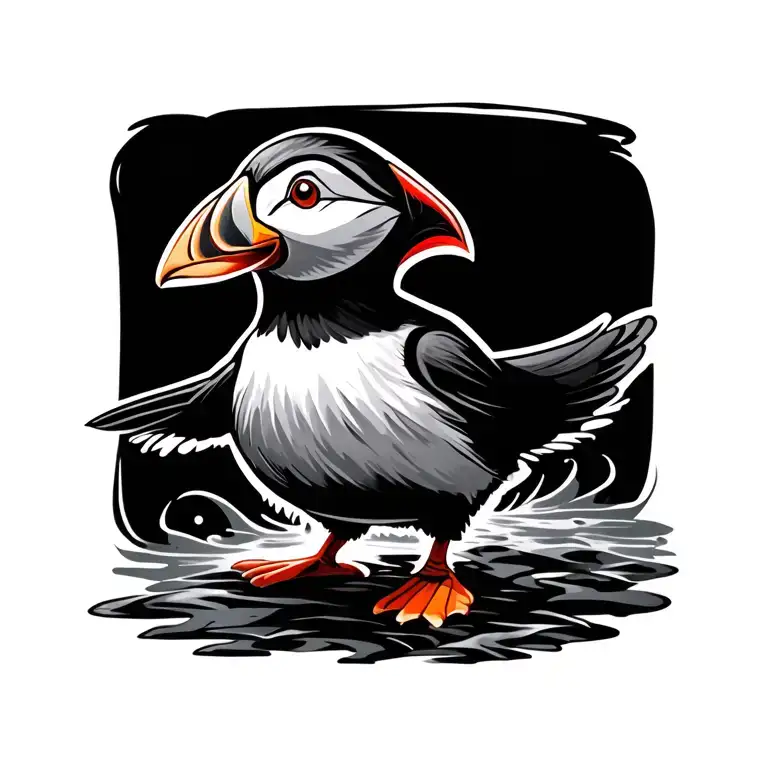 Puffin Dancing Funny Tribal Inspired Design