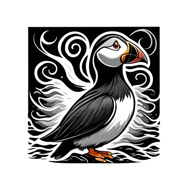 Puffin Dancing Tribal Design