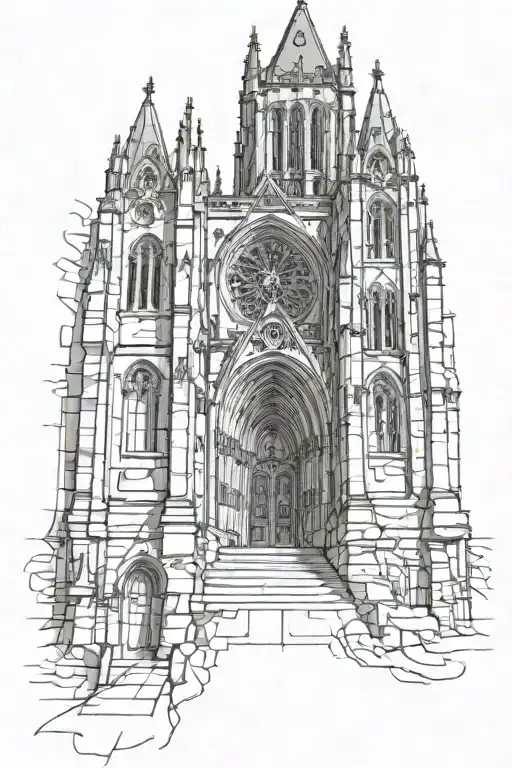 Engraving Tattoo Style Long Tall Cathedral For Forearm Sleeve
