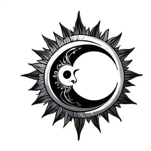 Tribal Sun And Moon Combined In A Single