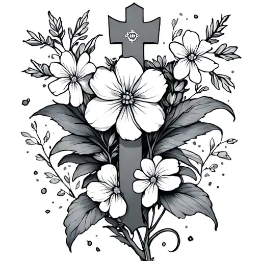 Cross And Forget Me Nots Intertwined