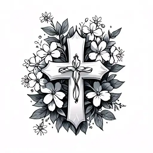Cross And Forget Me Nots Intertwined