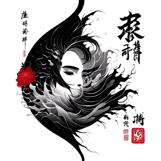 Abstract Tattoos On The Back With A Chinese Background