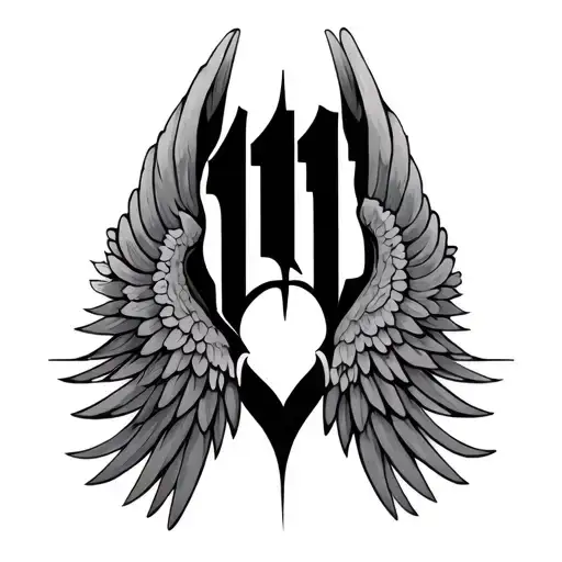 Crate An Image For Tatto I Want Rhe Wings Shaped Like 1111 Not Numbers In Center