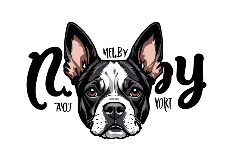 Large Dog Ears With Melby Written In The Middle