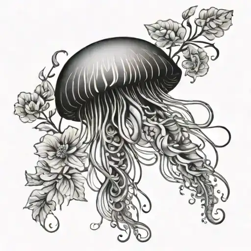 Jellyfish With Flowers And Leaves