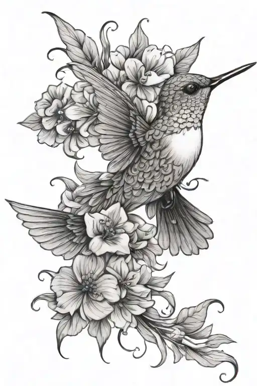 Hummingbird With Flowers