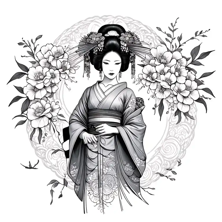 Geisha Outline Full Body