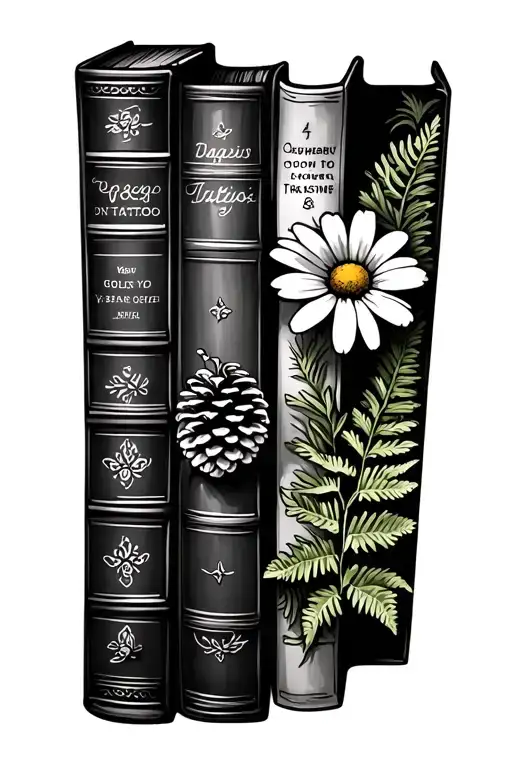 Books And Daisys And Pinecones And Ferns