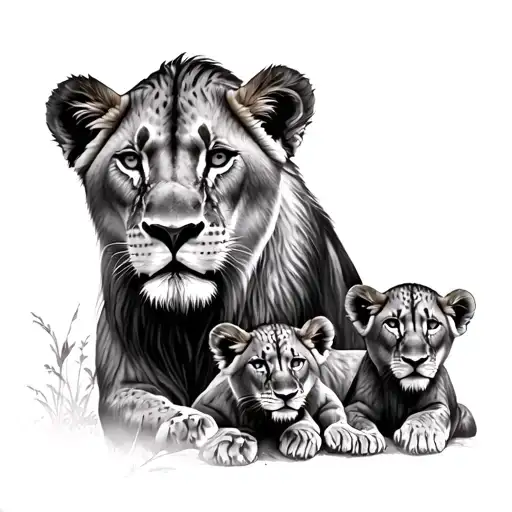 Lioness And Cubs