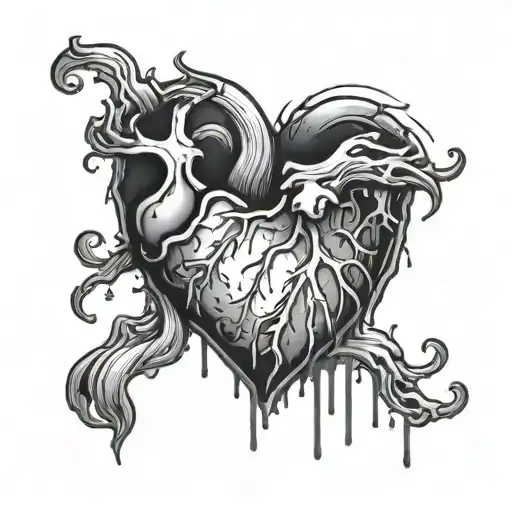 Design A Heart Shape Tattoo Thats Spilt In Half Dripping Blood Forming A New Haert Shape