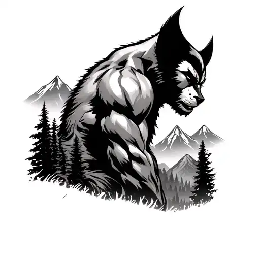 Wolverine Animal Overlooking Mountain And Forest