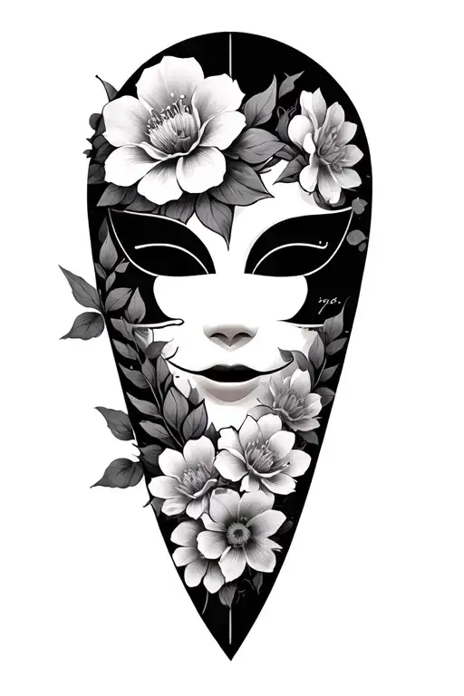 Zowie Written In Japane Mask Aside Flowers