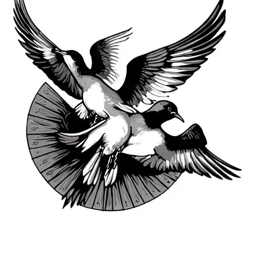 Make Tatoo With 2 Swallows And Door To Heaven Add Some More Motivs That Symbolises Power