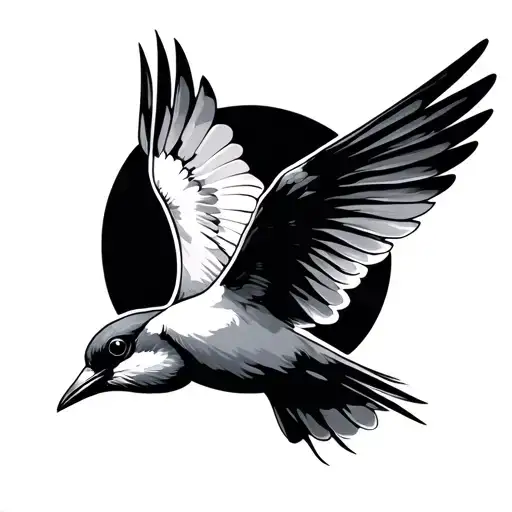Swallow Flying Into The Sky With Angles Around It