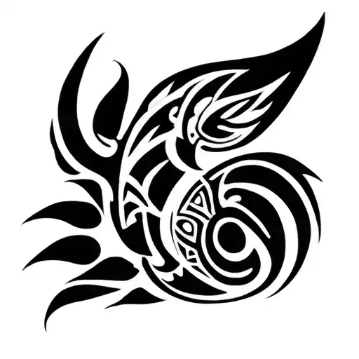 Maori Tribal Patterns And Russian Traditional Tattoo Design Featuring