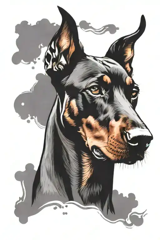 Doberman Dog Pointed Ears Just Two Eyes Silhouette