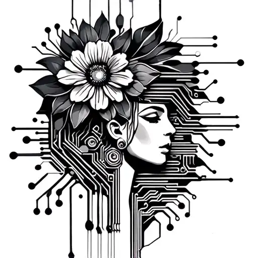 Egypt Female Black Flower Circuit Board Design