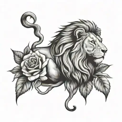 Lion And Roses