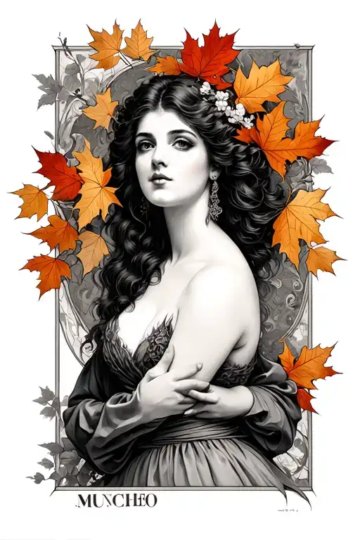 Alphonso Mucha Autumn But With A Voluptuous Woman