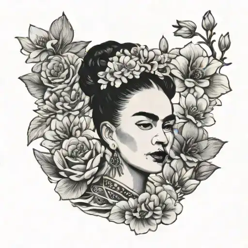 Frida Kahlo And Lily Orchid Cherry Blossom Fineline
