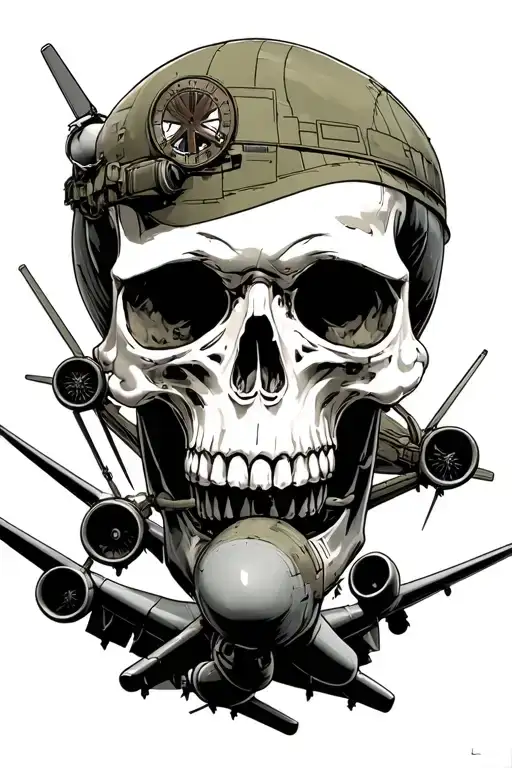 Skull And Military Aircraft