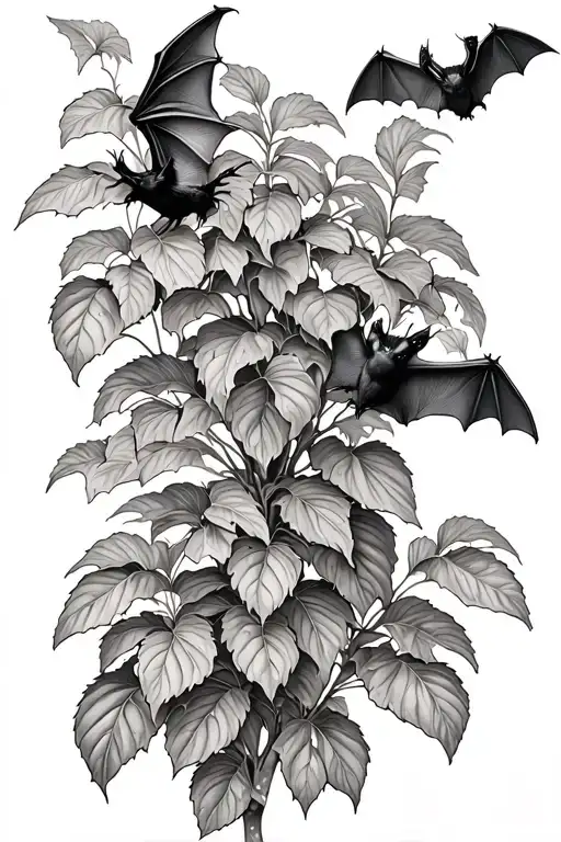 Bats Climbing Over A Coffee Plant Growing