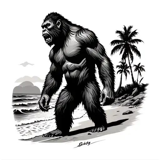 Bigfoot At Beach Sunset