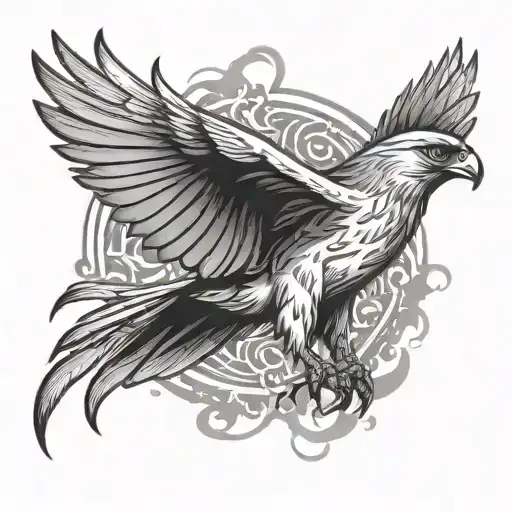 Fire Falcon Spreading Wings