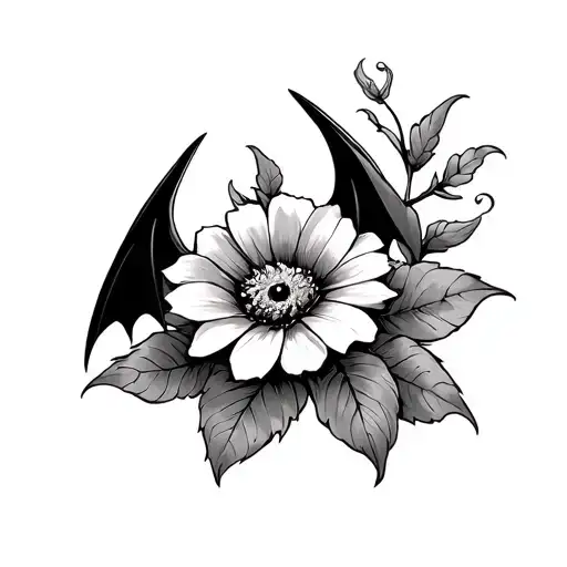 How To Train Your Dragon Toothless Flower Tattoo Design
