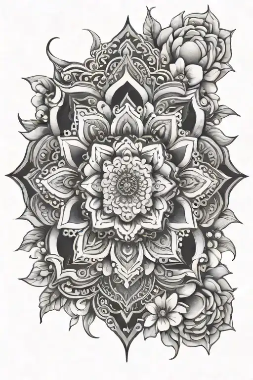 Mandala And Flowers