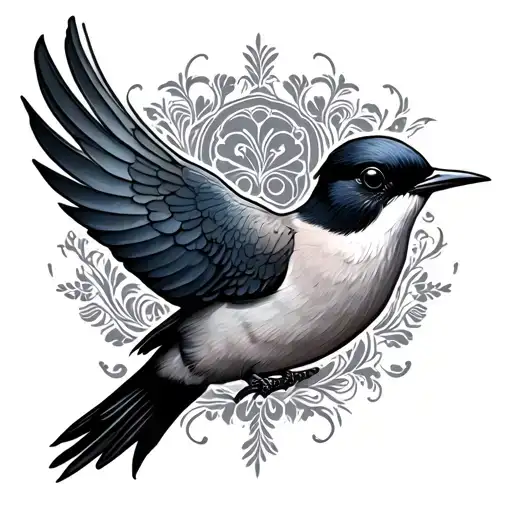Swallow Tattoo With Ornamental Trail