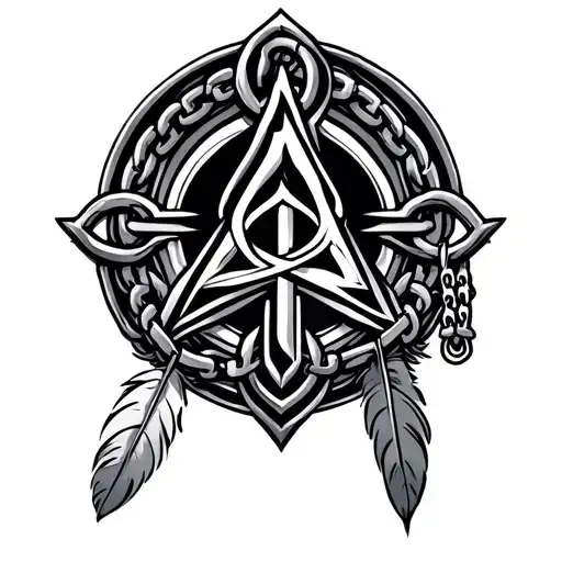 Serch Bythol Symbol With Chain And Feather Pendant