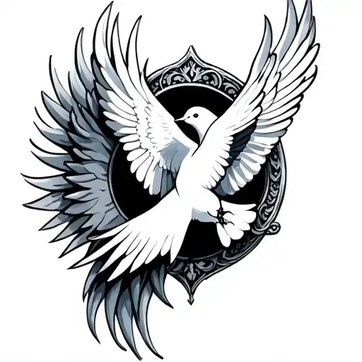 A Silver Lock Intertwined With A Radiant White Dove