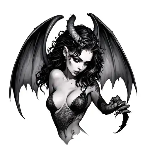 Sexy Girl Demon Holding Angle