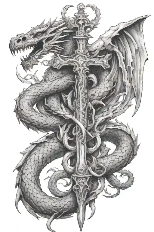Caduceus With Dragons Instead Of Snakes And A Helmet On A Rifle Instead Of A Staff
