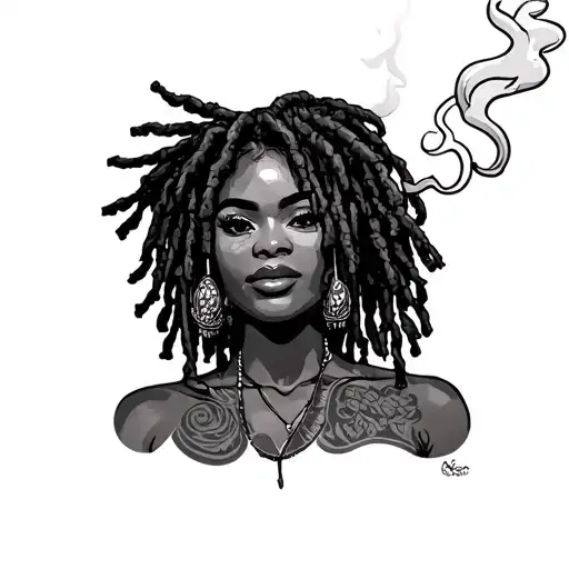 Um Tatto Chicana Style Based On My Pound Sign With A Woman Of Smoking Dreads