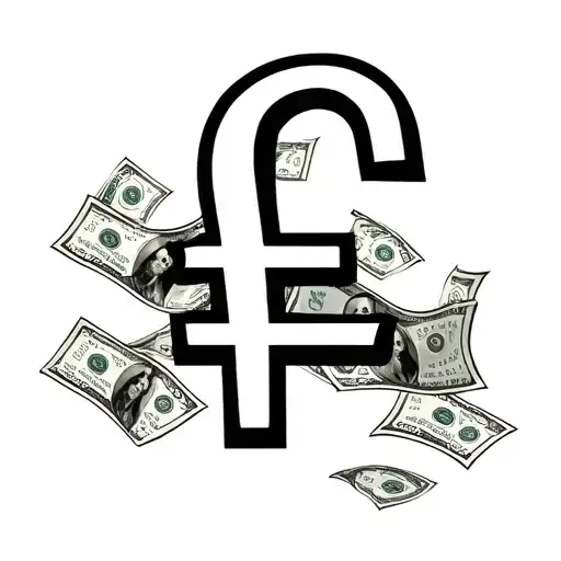 Um Tatto Chicana Style Based On My Pound Sign With Several Money And Cigarette Notes Around