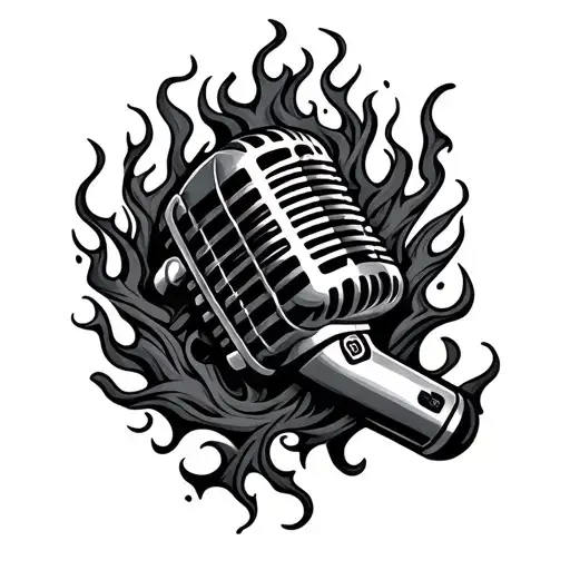 Flames Soul Microphone Intertwined With Vines