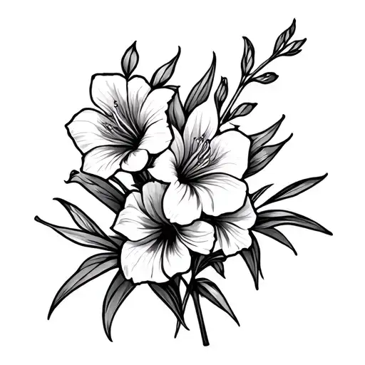 Cross Outline With Gladiolas Flowers