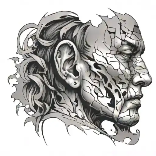 A Face With Half Disintegrated