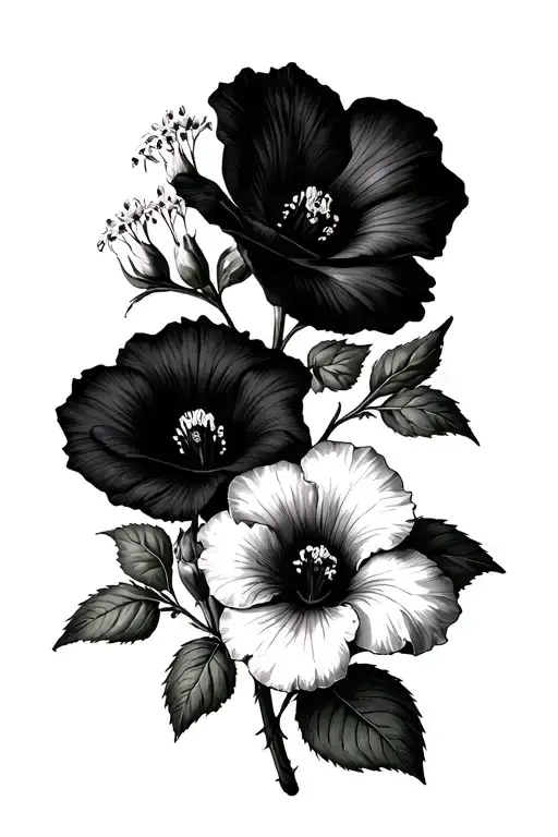 Petunia And Snapdragon And Sweetpea And Rosebud