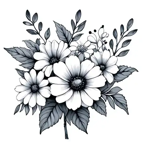 Madela And Bunches Of Flowers